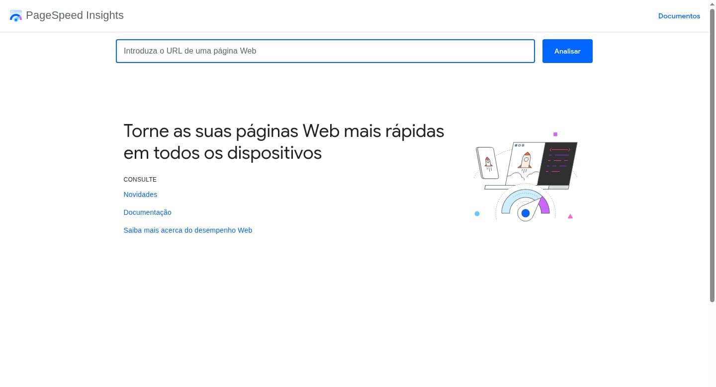 Captura de un informe de PageSpeed Insights